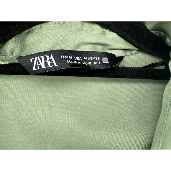 Zara Women's Satin Effect Button Down Shirt Dress in Green Size Medium - Picture 2 of 4